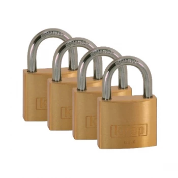 Image of Kasp K12040D4 Brass Padlock - 40 mm - Quad-Pack - Keyed Alike