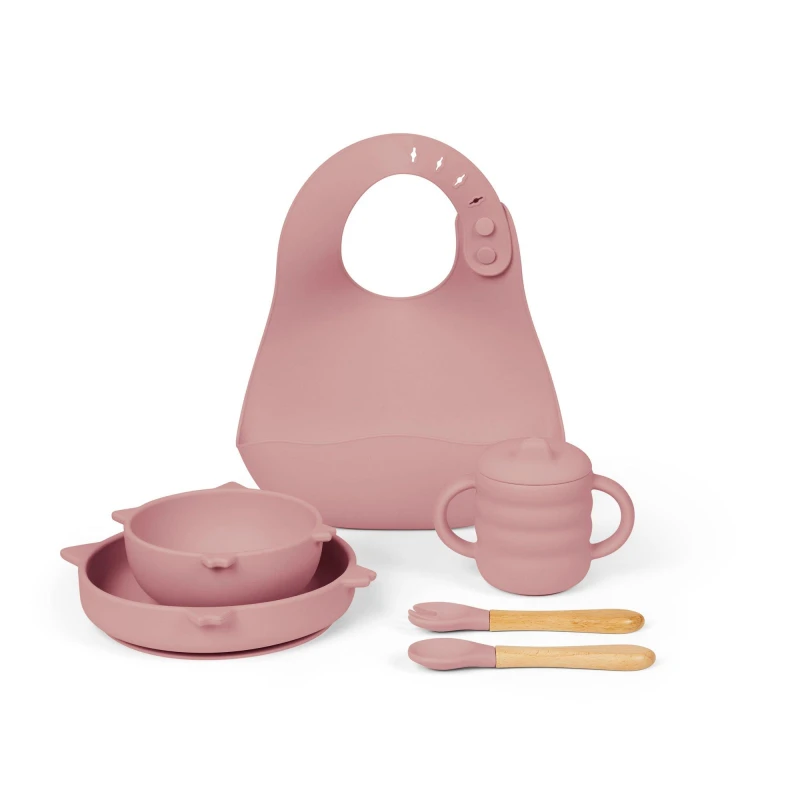 Image of Ickle Bubba 6 Piece Silicone Feeding Set - Pink Pink One Size