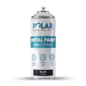 image of Polar Direct To Rust Metal Spray Paint - Gloss Black - 400ml