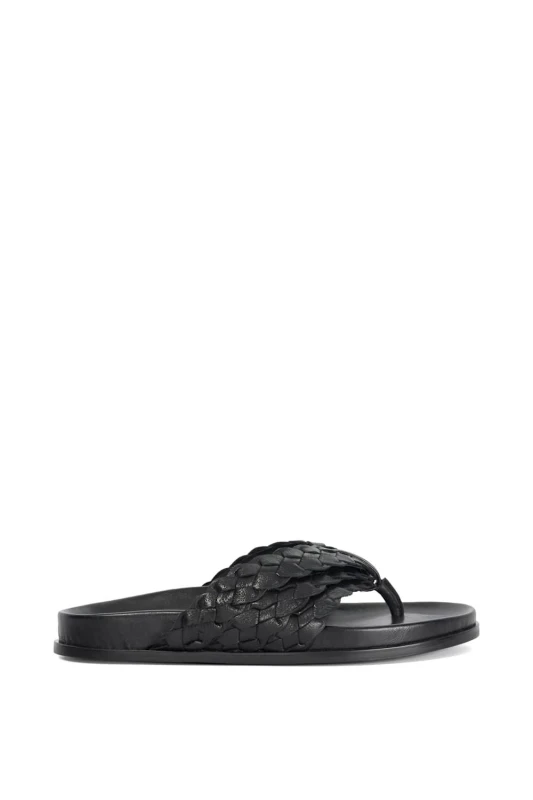 Image of Dune London Womens 'Lindie' Leather Sandals in Black Size: 7 Black Female 7