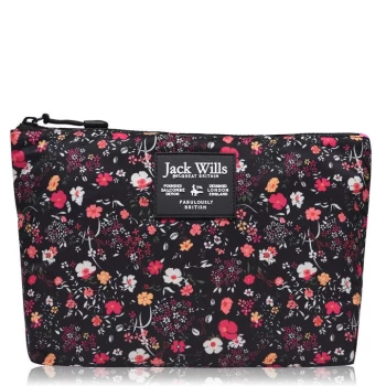 image of Jack Wills Hayle Large Pouch Bag - Black Floral