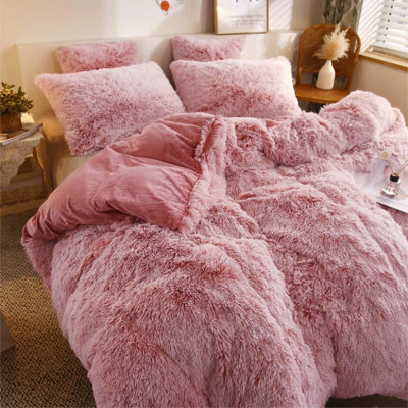 Image of Ezysleep Ezysleep Pink Faux Fur Duvet Cover Set Size: Double Pink Double Unisex 0645569404700