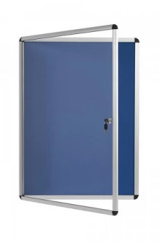 image of Bi-Office Blue Felt Lockable Noticeboard 6xA4 720x670mm