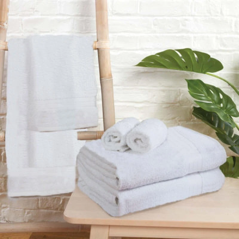 Image of OHS OHS 10 Pack of 100% Cotton Bath Sheet Bathroom Towel in White White Bath Sheet Unisex 5027434142644