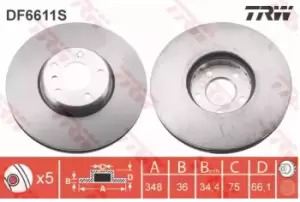 Image of TRW Brake disc BMW DF6611S 34116785669,6785669 Brake rotor,Brake discs,Brake rotors