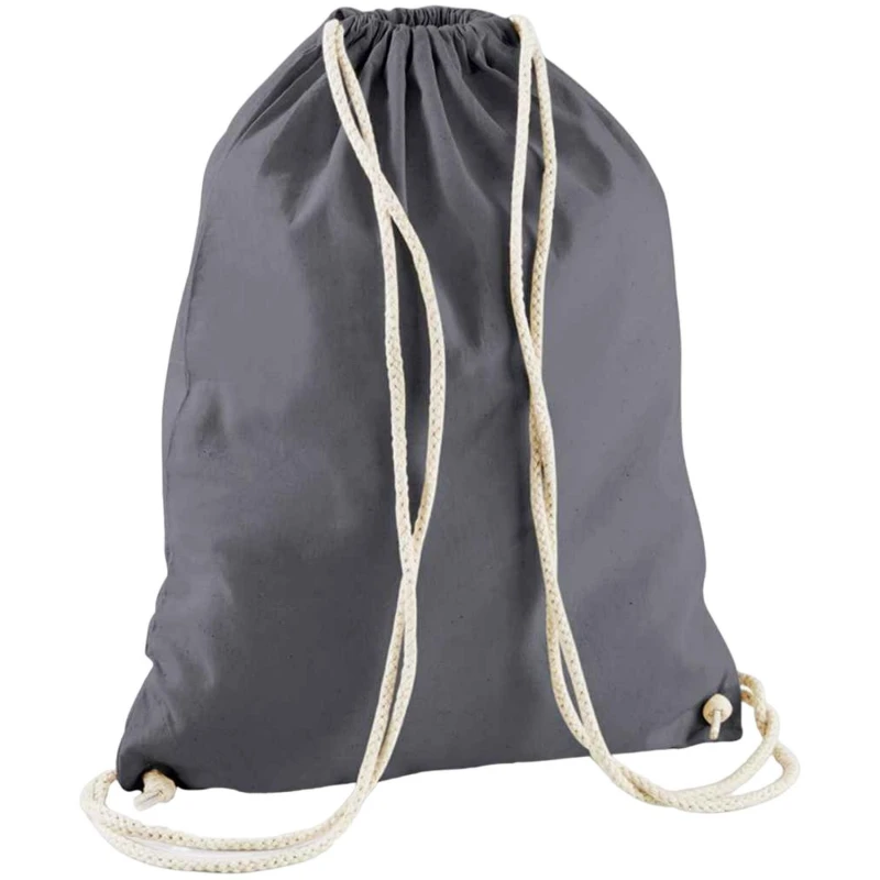 Image of Westford Mill Mens Cotton Drawstring Bag in Mid Grey Mid Grey Male