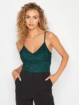 image of Long Tall Sally Lace Bodysuit - Dark Green, Size 10, Women