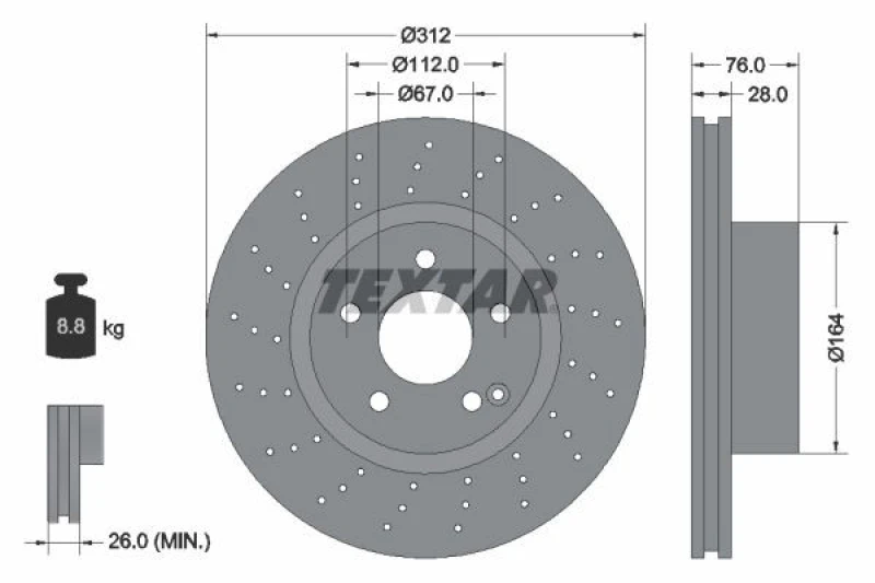 Image of Brake disc TEXTAR 92099305