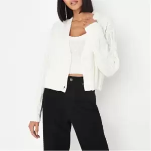 image of Missguided Knitted Cardigan Co Ord - White