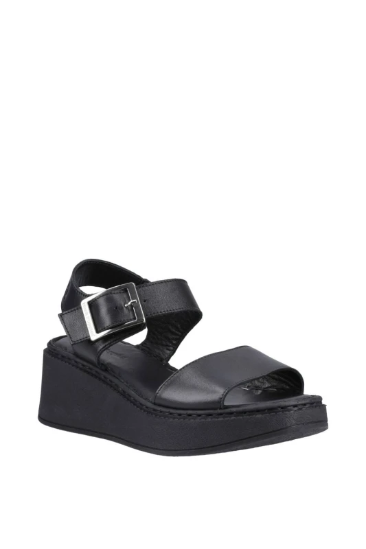 Image of Hush Puppies Womens Beatrix Wedge Sandal in Black Size: 7 Black Female 7