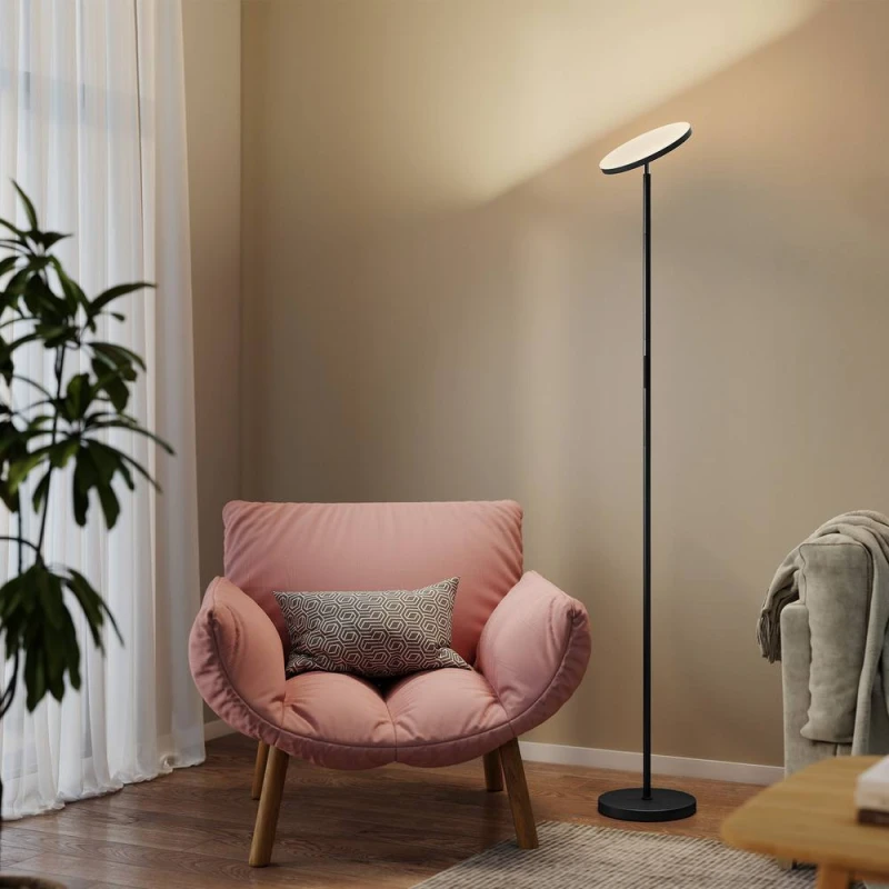Image of HOMCOM RGB Floor Lamp with Rotatable Head, Modern Standing Lamp, Black Size: Large Black Unisex Large