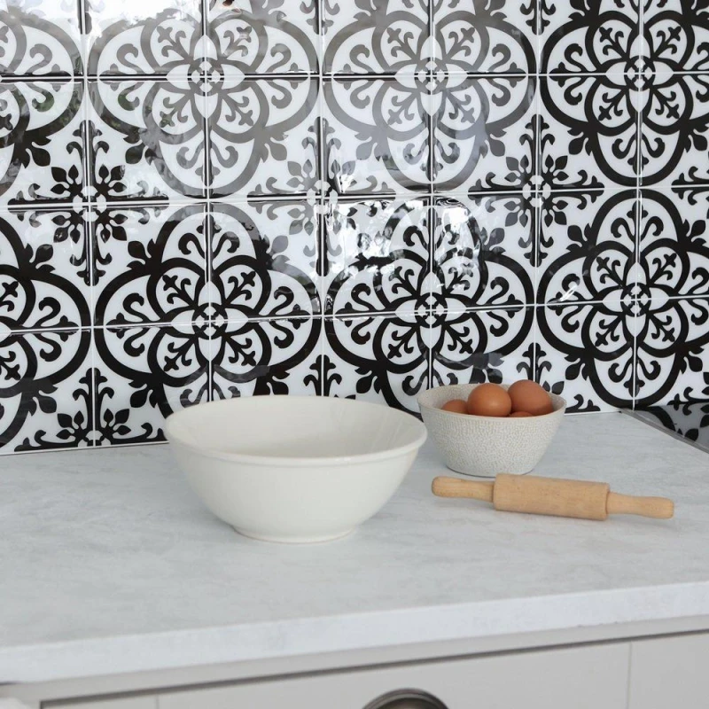 Image of Wall Pops Self Adhesive 3D Epoxy Tile Stickers Avignon Black & White unisex 0.52 SQM