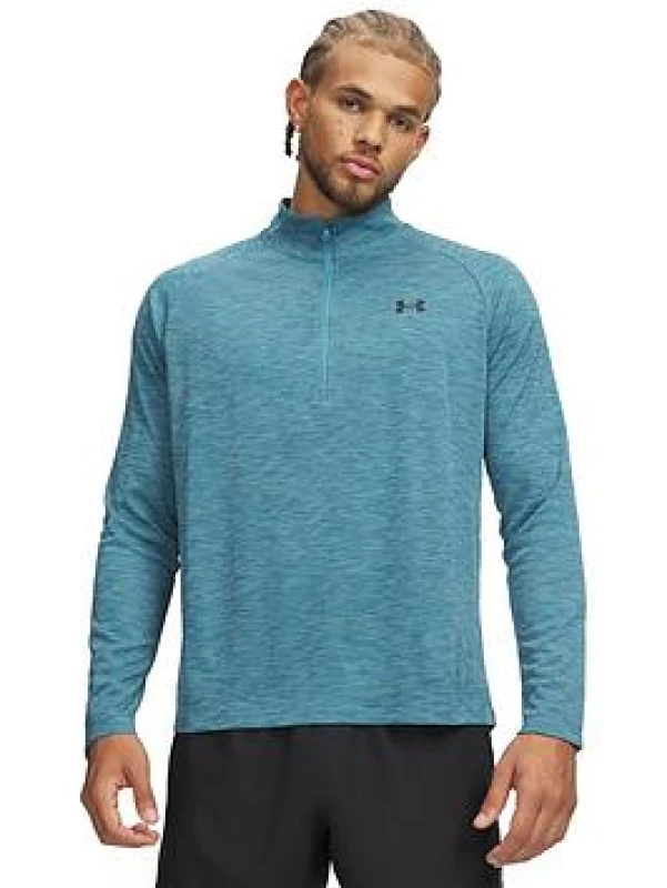 Image of Under Armour Tech ½ Zip Long Sleeve Mens Long Sleeve Performance T-Shirts S Blue 62000756350