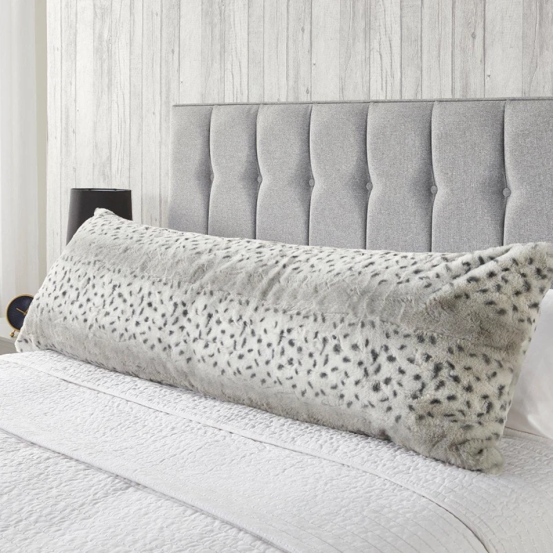 Image of Downland Snow Leopard Bolster Pillow Grey unisex One Size