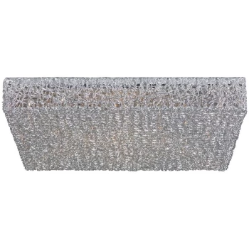 Image of Wire Glass & Crystal Ceiling Light Aluminum