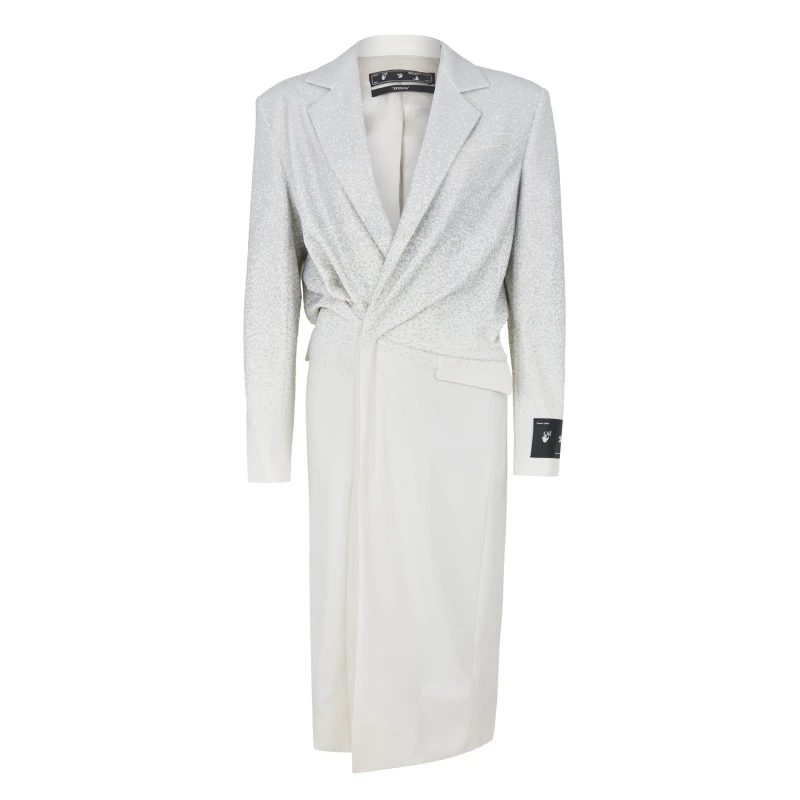 Image of Off White Womens - Padded Shoulder A Line Dress White female 8 (XS)