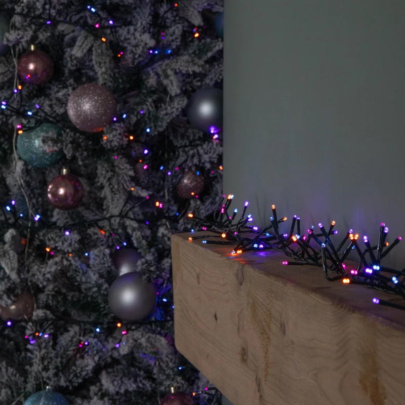 Image of 18.5m 1440 LED Christmas Cluster Multi-Action String Lights with Timer in Rainbow