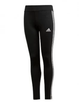 Image of adidas Girls 3 Stripe Leggings, Black, Size 13-14 Years, Women