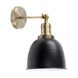 image of Wilhelm Antique Brass Style Wall Light with Black Shade