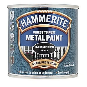 Image of Hammerite Metal Paint - Hammered Black 250ml