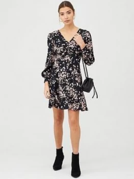 Image of Whistles Mottled Animal Button Front Dress - Pink/Multi