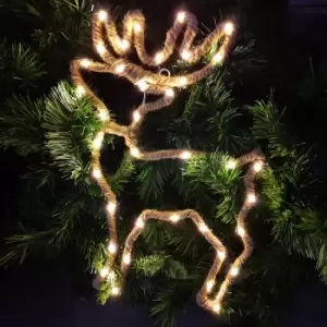 image of 45cm LED Christmas Reindeer Light Battery Operated Hemp Rope Decoration