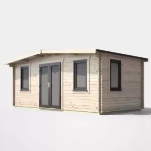 image of Power 10' x 18' Chalet Log Cabin - Centre Double Door