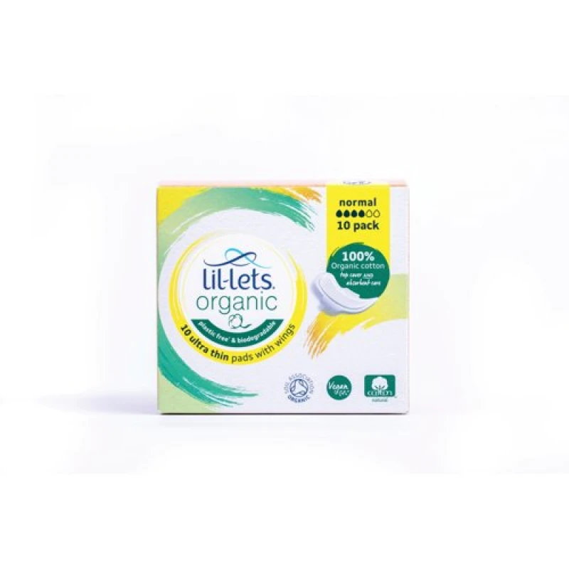 Image of Lil-Lets Lil-Lets Organic Sanitary Pads Ultra Thin with Wings Normal x10 (Pack of 24) 94ORGNO10 94ORGNO10