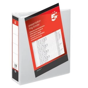 Image of 5 Star Presentation Ring Binder PVC 2 D-Ring 50mm Size A4 White Ref 36142 Pack 10