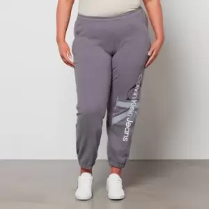 Image of Calvin Klein Jeans Womens Plus Two Tone Monogram Jog Pants - Fossil Grey - 2XL