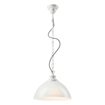 image of Lamkur Lighting - Dome Pendant Ceiling Lights White, 1x E27