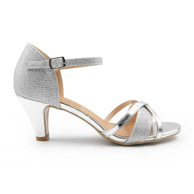 Image of Wheres That From Artemis Mid High Heel In Silver Glitter Silver female 4