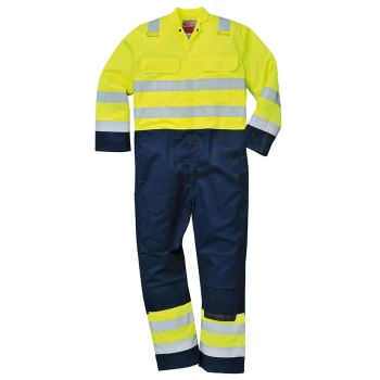 Image of Biz Flame Pro Flame Resistant Hi Vis Coverall Yellow / Navy 2XL