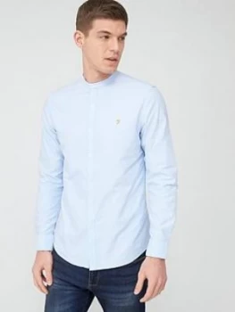 Image of Farah Grandad Oxford Shirt - Sky Blue