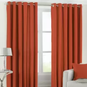 image of Fiji Faux Silk Eyelet Curtains Burnt Orange, Burnt Orange / 117 x 183cm