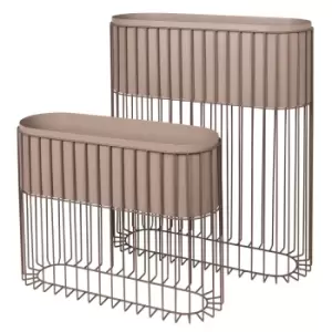 image of Broste Copenhagen Fenja Iron Plant Stand - Set of 2 - Grey