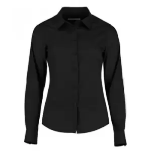 Image of Kustom Kit Womens/Ladies Long Sleeve Tailored Poplin Shirt (14) (Black)