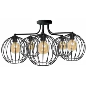 image of Helam Mercure Multi Arm Semi Flush Ceiling Light Black 75cm