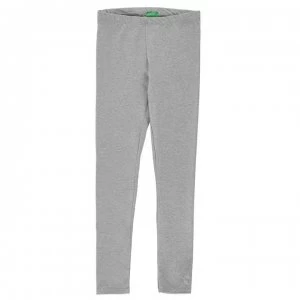 image of Benetton Girls Solid Colour Leggings - L Grey Marl 501