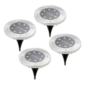 image of Pack of 4 Bright White Stainless Steel Solar Ground Lights