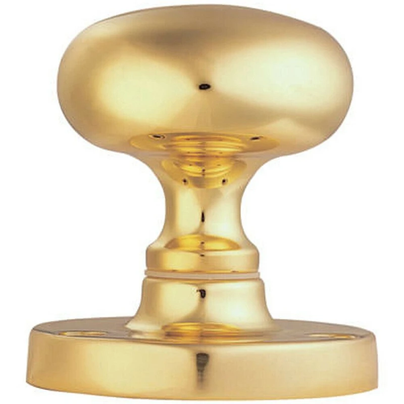 Image of Loops PAIR Mushroom Mortice Door Knob Half Sprung 52mm Diameter Polished Brass Metallics unisex