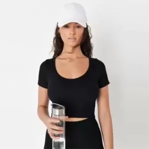 image of Missguided Scoop Neck Seamless Ss Crop Top - Black