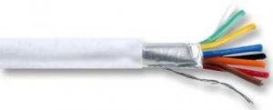 Image of CQR White 0.182mm 8 Core 4 Pair Round Professional Screened Copper PVC Intruder Burglar Alarm Security Cable - 50 Meter