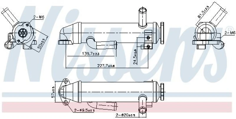Image of NISSENS 989430 EGR Cooler without sensor, without gaskets/seals Steel EGR Cooler (4032)