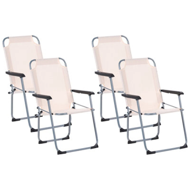 Image of Beliani Set Of 4 Garden Chairs Galatsi Folding Metal Beige