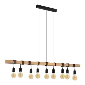 Image of Netlighting Townshend 9 Lamp Straight Bar Pendant Ceiling Light Brown, Black