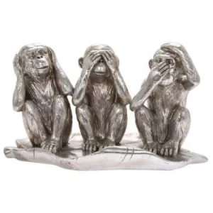 Image of Silver Art Three Wise Monkeys By Lesser & Pavey