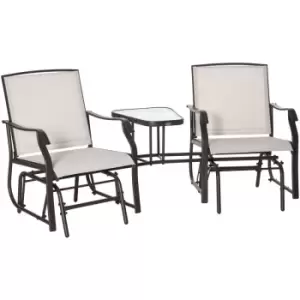 Image of Garden Double Glider Rocking Chairs Metal Gliding Love Seat Beige - Beige - Outsunny