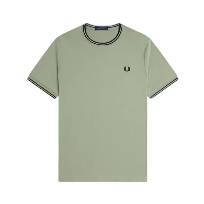 Image of Fred Perry Contrast Trim Double Stripe T-Shirt Fred Perry Vert Male L