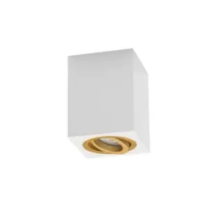 Image of Dimovo Surface Mounted Ceiling Lamp Downlight Spot Surface Mounted Ceiling Squared 1x GU10 White-Gold